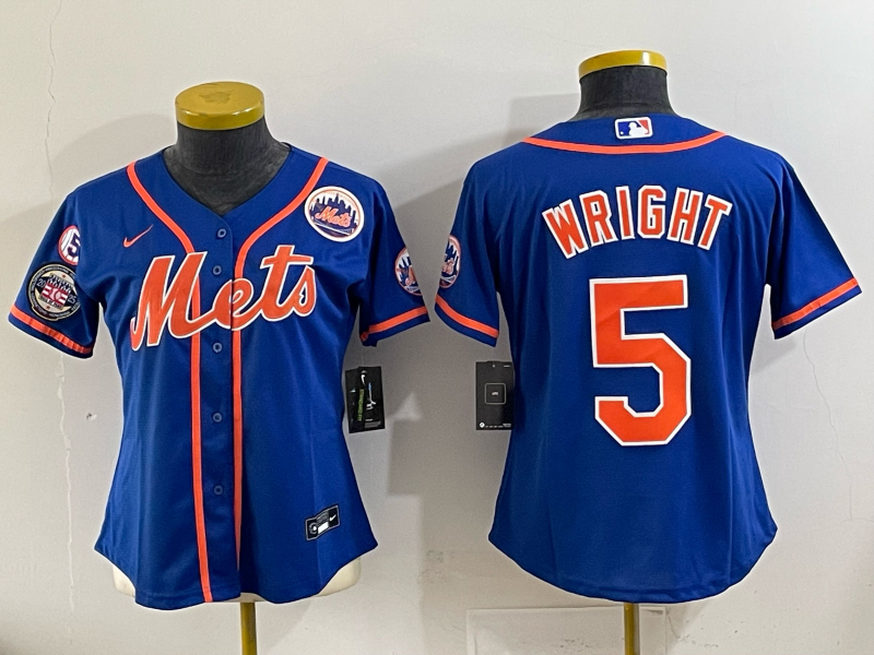 Youth New York Mets #5 Wright blue 2025 MLB Nike jersey 003